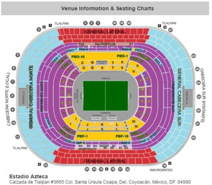 estadio azteca posezení mapě