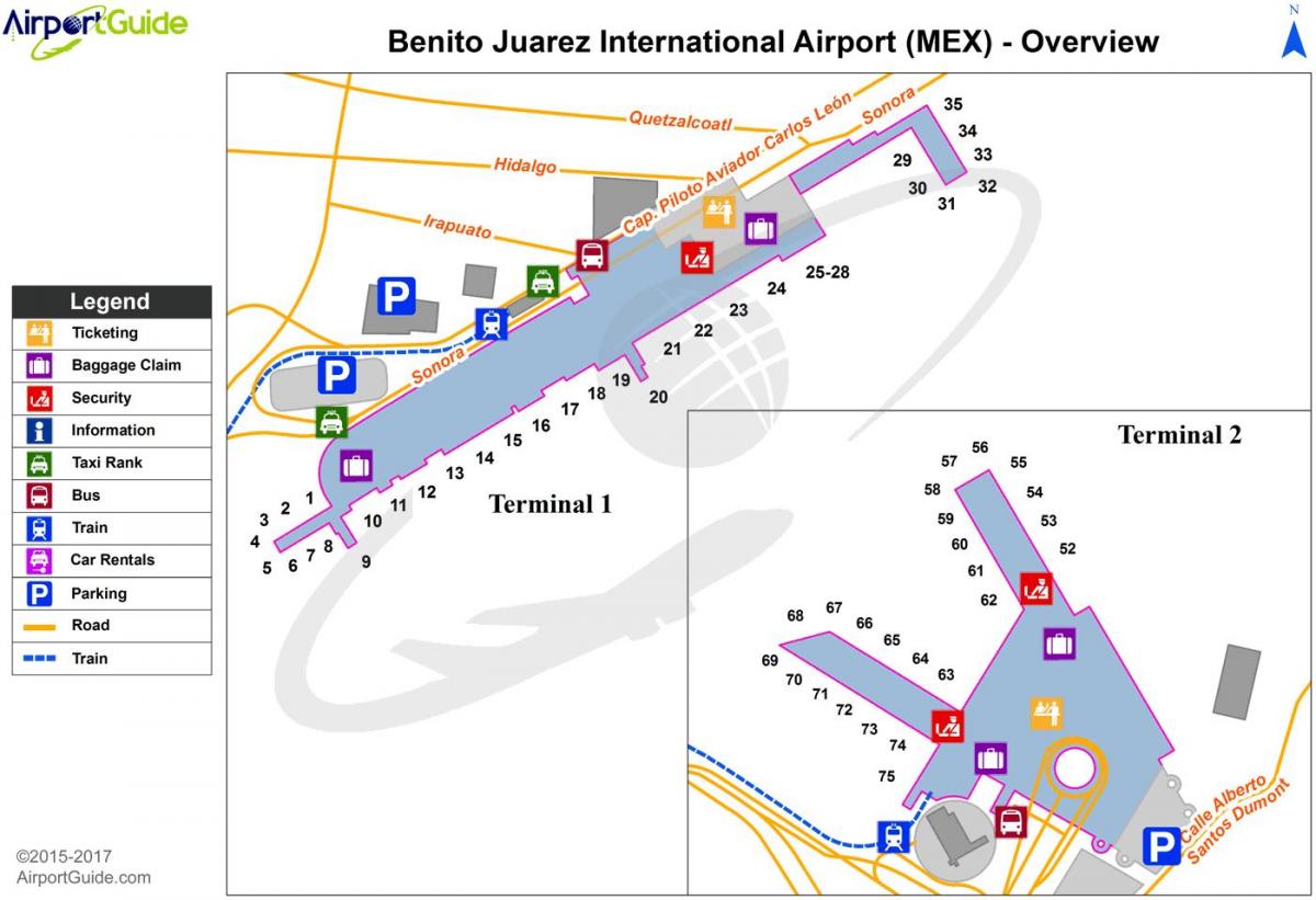 benito juarez mezinárodní letiště mapě