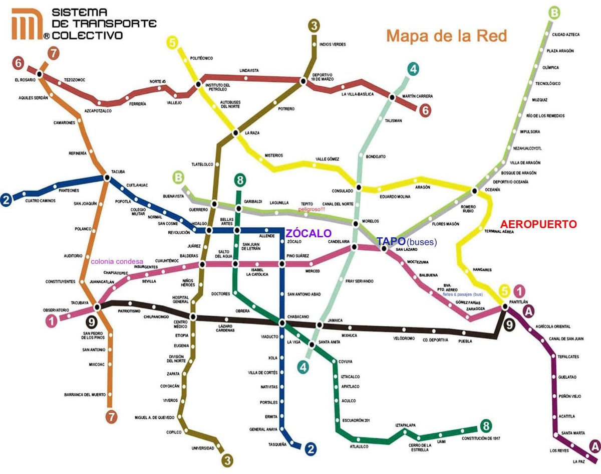 Mexico City vlak mapě