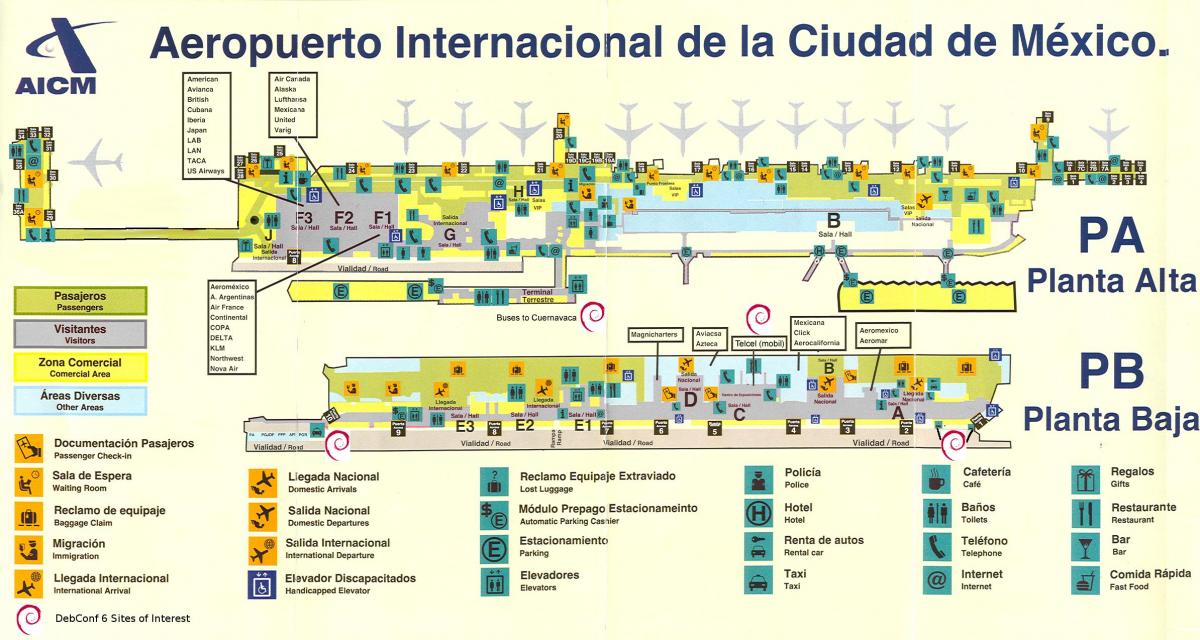 Mexico City mezinárodní letiště mapě