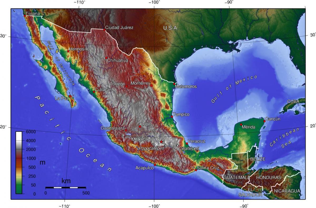 Mexico City topografické mapy