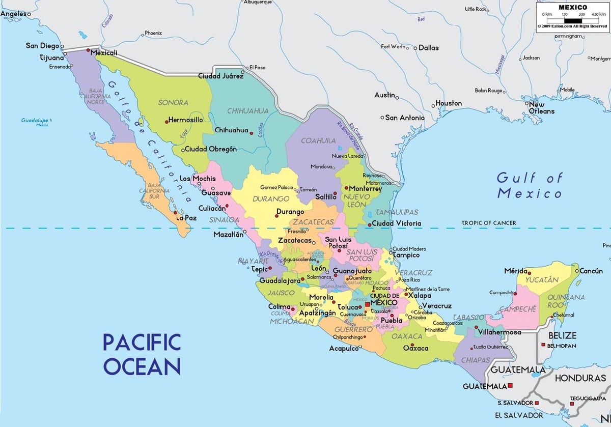 mapa Mexico City state