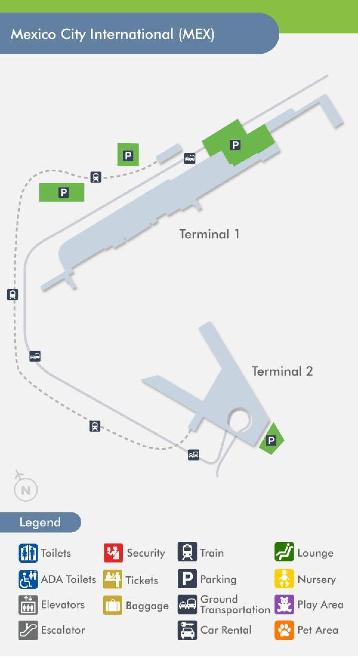 Mexico City letiště terminál mapě