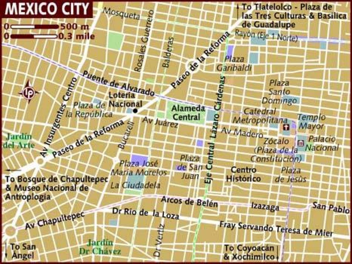 centro historico Mexico City mapě