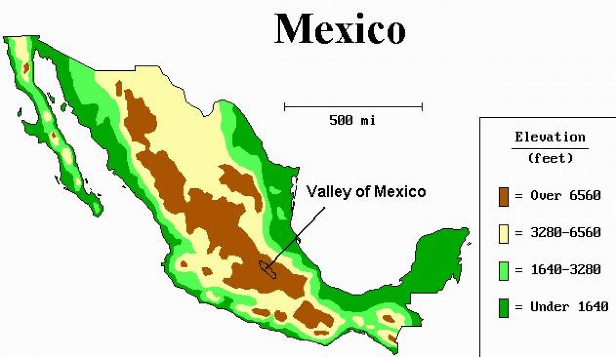 mapa údolí Mexika