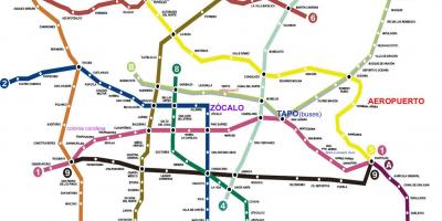 Mexico City vlak mapě