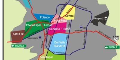 Mexico City, map čtvrtí
