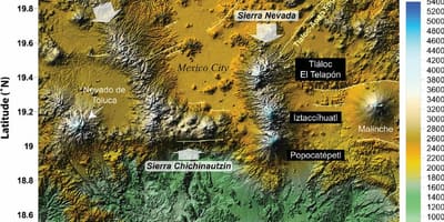 Mapa Mexico City nadmořská výška